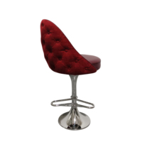 Chaise de bar moderne pour pub commercial, avec structure en acier inoxydable, revêtement en cuir PU rouge, tabouret de bar réglable avec rotation à 360 degrés et repose-pieds