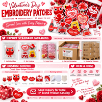 Patch brodé Saint-Valentin en gros, motif cœur d'amour XOXO, baiser de Cupidon, romantique, thermocollant ou à coudre