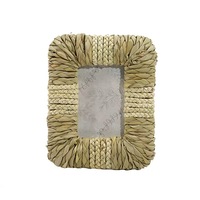 Cadre photo rectangulaire bohème avec texture d'herbe naturelle, fait main, écologique, pour salle de bain, chambre, salon, décoration moderne pour la maison