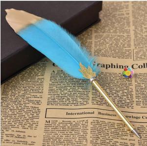 Bonvan Vintage Luxury <b>Gold</b> Accented Metal Feather <b>Pen</b> with Artistic Design 0.5mm - Product Image 3