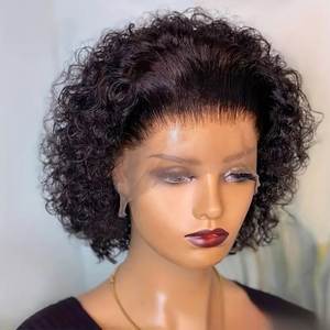 โปรโมชั่น Letsfly ราคา $36 วิกผมสั้นแบบ Pixie Curly 13x4 Lace Front Wig พร้อมเชือกผูกผมแบบ Pre Cut Lace ผมแท้ วิกผมขายส่งจากโรงงาน - Product Image 1