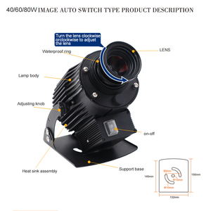 <span class=keywords><strong>Proyector</strong></span> <span class=keywords><strong>LED</strong></span> Gobo Giratorio con Control Remoto, Impermeable IP67 para Exteriores, de 30 a <span class=keywords><strong>400W</strong></span>, con Logotipo Personalizado Gratuito, para Escaparates y Negocios Minoristas - Product Image 4