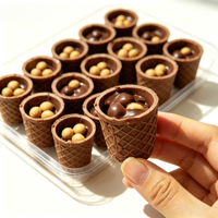 Gobelets à gaufres fourrés au chocolat, fabrication directe usine, pack de 6, prébiotiques, Choco Cup, boules de biscuits croustillantes, emballage individuel, HACCP, ISO