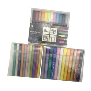 Ensemble de stylos marqueurs à peinture acrylique permanente pour étudiants, 12 couleurs, personnalisables avec logo - Product Image 1
