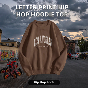 Sweat-shirt à capuche unisexe en crochet avec imprimé lettres, manches longues, style hip-hop, streetwear décontracté, motif fleur de bière, pour femme - Product Image 2