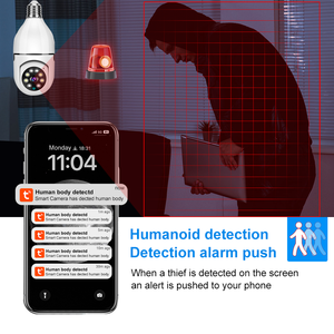 กล้องวงจรปิดอัจฉริยะ Tuya Smart Life แบบ PTZ ขายดี พร้อมเสียงสองทาง เชื่อมต่อ WIFI ใช้ภายในบ้าน ติดตั้งง่าย รูปทรงหลอดไฟ E27 - Product Image 6