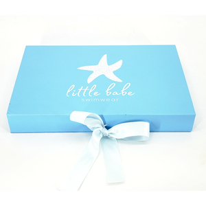 Cajas de regalo azules con tapa magnética plegable de embalaje de tablero de grado <span class=keywords><strong>fuerte</strong></span> de Venta caliente de lujo con cinta y Rafia - Product Image 3