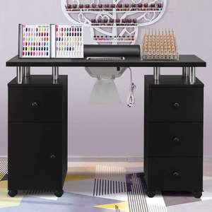 Simple and Stylish Modern Wood Manicure Table a Small Economical Living Room Nail Station with Drawers and Storage Cabinet - Product Image 3