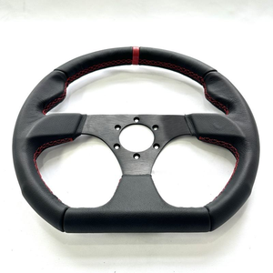 Volant de course en forme de D à 3 branches en alliage d'aluminium perforé en cuir véritable de 14 pouces - Product Image 2