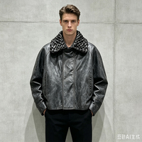 Blouson Bomber en Cuir de Mouton Personnalisé Hiver, Coupe Ample Vintage et Épaisse, Style Court et Structuré pour Homme