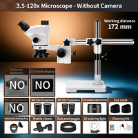 Microscope 3.5X-120X, Microscope Stéréoscopique Zoom Trinoculaire pour l'Industrie, la Recherche Hospitalière