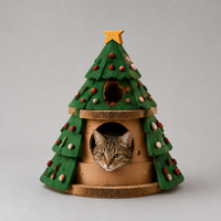 Maison pour chat en carton ondulé, griffoir en forme de cône d'arbre de Noël, 50 cm, pour intérieur