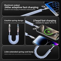 Kabel Data Pengisian Daya Ponsel 4-in-1 240W dengan Konektor USB-A + Type-C Pengisian Cepat Aromaterapi untuk IOS/Android