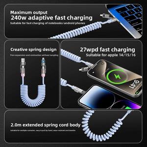 <span class=keywords><strong>Cable</strong></span> de Carga y Datos para Teléfono Móvil 4 en 1 de 240W con Conectores <span class=keywords><strong>USB</strong></span>-A + Tipo-C, Carga Rápida y Aromaterapia para IOS/Android - Product Image 3