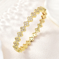 Bracelets et Joncs en Argent 925 Plaqué Or, Style Influenceur, avec Moissanite VVS GRA Micro-Pavée et Sertie en Bezel, Motif Trèfle à Quatre Feuilles, Bijoux Fins