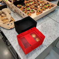 Emballage de boulangerie et de sushi carton kraft à main rouge noir papier fourre-tout sacs-cadeaux pour le retour de nourriture et l'offre de cadeaux