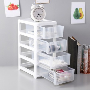 Desktop Drawer Storage <b>Box</b> 4 Tier Transparent With <b>White</b> Frame For Office Stationery Cosmetics And Sundries Organizing - Product Image 2