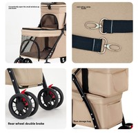 Poussette pliable à quatre roues pour animaux de compagnie, double étage, avec panier de transport détachable pour chiens et chats, légère, design extérieur à deux niveaux, fabriquée en Chine