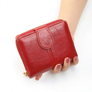 Red PU Leather Women's <b>Wallet</b> Zipper Short Card Holder Coin Purse <b>Compact</b> Lady <b>Wallet</b> for Daily Use - Product Image 3
