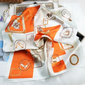 12 14 16mmデザイナーカスタマイズスクエア高級シルクスカーフカスタム印刷桑シルクスカーフ純粋なシルク100% 女性用 - Product Image 1