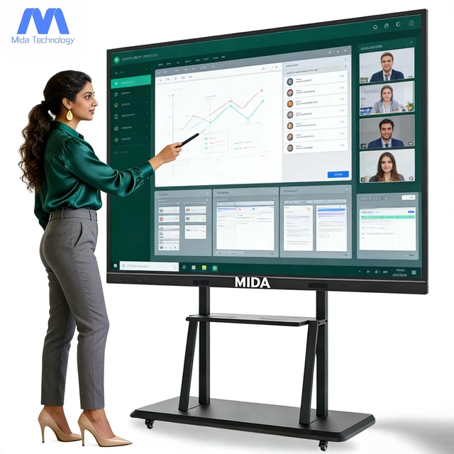 MIDA Pen Finger Touch Screen Interactive Flat Panel Digital Interactive Whiteboard Smart Board for School Teaching Meeting Room