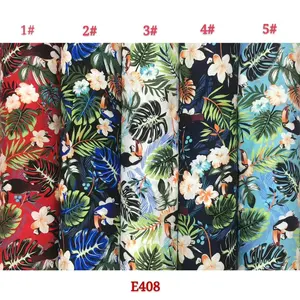 Rayon Fabric Factories Stock Woven Plain Spun Rayon Kain Leaf Motif Viscous 100% Viscose Floral Printed Rayon Challis Fabric