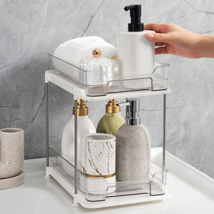 2 set di armadietto da bagno multiuso a 2 livelli sotto gli organizzatori del lavandino e l'organizzatore dell'armadio estraibile per la cucina - Product Image 4