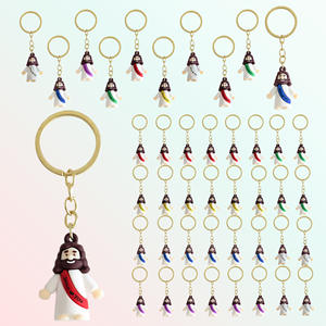 Jincan 2026 – Porte-clés mousqueton multifonctionnel 3D en PVC, écologique, non toxique et durable, avec impression typographique, motif Jésus de dessin animé – Vente en gros - Product Image 1