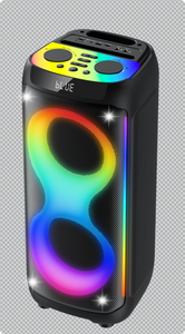 Haut-parleur portable de fête avec double woofer vertical et anneau lumineux RGB en forme de 8 - Product Image 2