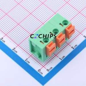 DB142V-7.62-3P-GN Spring Terminal Block Through hole Component (THT),P=7.62mm Connector 1x3P 7.62mm Green 3P - Product Image 1