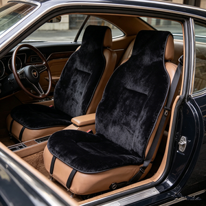 Coprisedile <span class=keywords><strong>Auto</strong></span> in Vera Pelle di Pecora, Cuscino in Lana Calda per l'Inverno, Protezione <span class=keywords><strong>Universale</strong></span> per Sedile Anteriore - Product Image 5