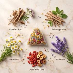 Thé pour le sommeil avec racine de <span class=keywords><strong>valériane</strong></span> et ashwagandha, thé de nuit sans caféine pour dormir, thé aux herbes apaisant - Product Image 2