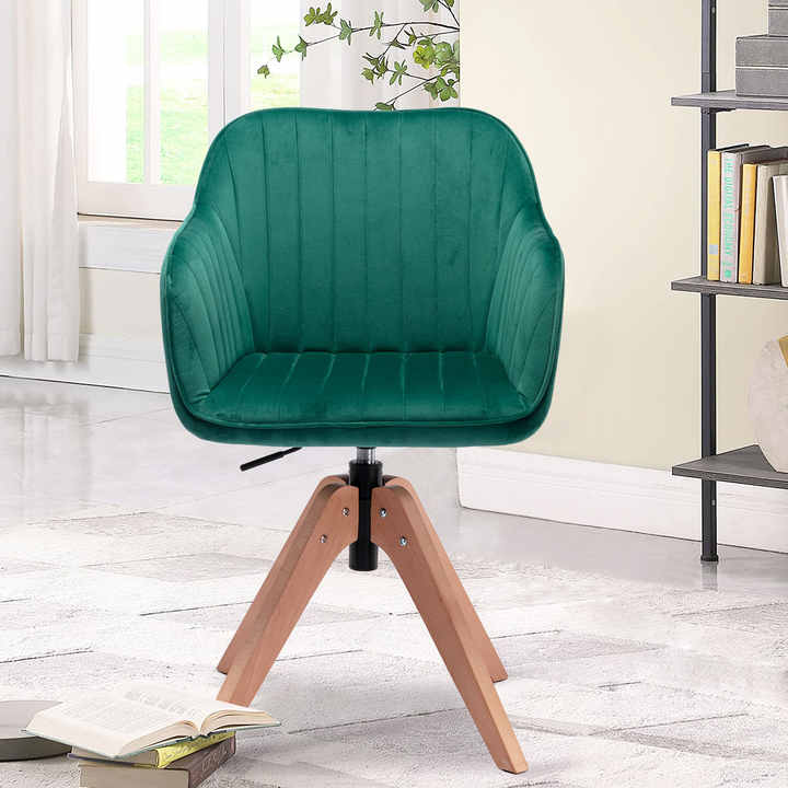 HMS Tufted Green Velvet Dining Arm Chair Natural Upholstered Living Room Furniture