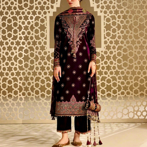 Robe Shalwar Kameez Traditionnelle Indienne et Pakistanaise pour Femmes, Manches Longues en Soie de Haute Qualité, pour l'EID et les Soirées - Product Image 1