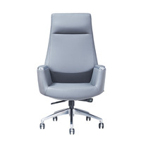 Chaise de bureau ergonomique de direction moderne en cuir PU, pivotante, imperméable, respirante, avec base en acier, dossier croisé et accoudoirs fixes