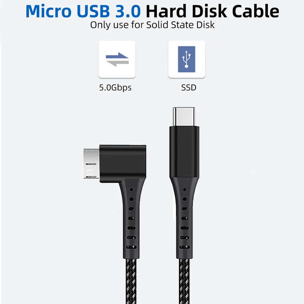 빠른 충전 1M USB 유형 c 마이크로 B 데이터 케이블 Usb3.1 유형 c 남성 Usb 3.0 마이크로 B 남성 3M 4M 5MCable 하드 드라이브