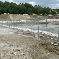 Clôture Temporaire Américaine en Fil Galvanisé et Revêtu de Poudre de 5,0 mm, Étanche, Hauteur 6 pieds, pour Chantier de Construction, Argent et Noir