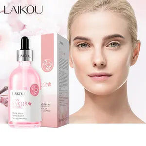 Etiqueta privada LAIKOU Sakura Serum Super Skin Estiramiento DE LA PIEL Suero blanqueador Suero facial Cuidado DE LA PIEL
