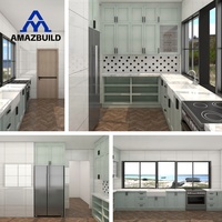 AMAZBUILD Armoires de cuisine modernes sur mesure en MDF style Shaker avec finition laquée et portes en verre