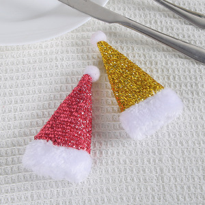 Mini Sequined Christmas Hat Cutlery Covers Xmas <b>Table</b> Decor Ornaments <b>Party</b> Tableware Decorations - Product Image 2