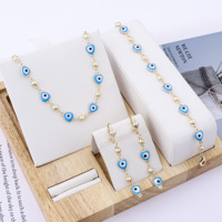 CM Conjuntos de Joyería de Ojo Turco Chapados en Oro de 14K, Pulsera, Pendientes y Collar para Mujer