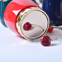 Tasse en céramique en nid d'abeille de 460ml avec infuseur et couvercle thermique Couvercle miroir Tasse à thé Essentiels de bureau pour Instagram et TikTok