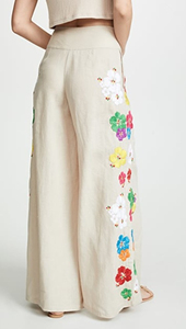 Manni Vrouwen Zuiver Linnen Borduren Broek <span class=keywords><strong>Indian</strong></span> Stijlvolle Wijde Pijpen Losse Broek - Product Image 4