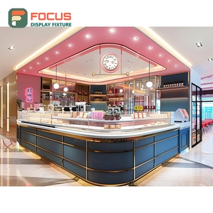 Vitrina Comercial para Café con Frente de Vidrio, Estante para Pastelería, Base de Nogal, Vitrina para Tienda - Product Image 1