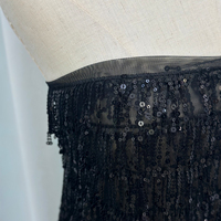 YY nouvelle mode lourd paillettes glands Tulle tissu 100% Polyester noir broderie dentelle tissu pour robe de mariée et Haute Couture