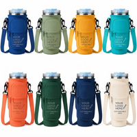 Sac de transport pour gourde et bouteille d'eau avec pochette zippée pour téléphone, bandoulière réglable, pour sports de plein air