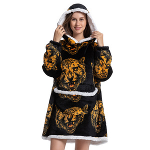 Personalized Printing One Size Fit All Plush Sherpa Cozy Throw Adult <strong>Hoodie</strong> <strong>Blanket</strong> for Women and <strong>Men</strong> - Product Image 4