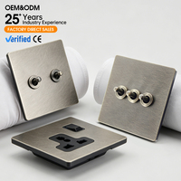 Interrupteur à bascule industriel vintage KESHIQI en métal, prise murale ultra-mince en laiton massif avec panneau en acier inoxydable, USB Type C, sécurité