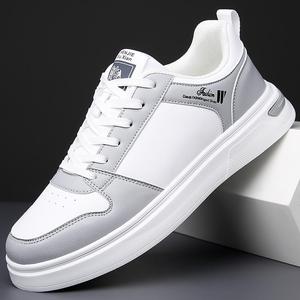 Chenje Xiu Xian – Baskets en cuir blanc pour homme, bout rond, semelle épaisse, chaussures de marche amorties - Product Image 3