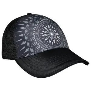 OEM High Quality Trucker Hats Wholesale Kaleidoscope Pattern Fashionable Pre Curved Brim Embroidery Trucker Mesh Cap